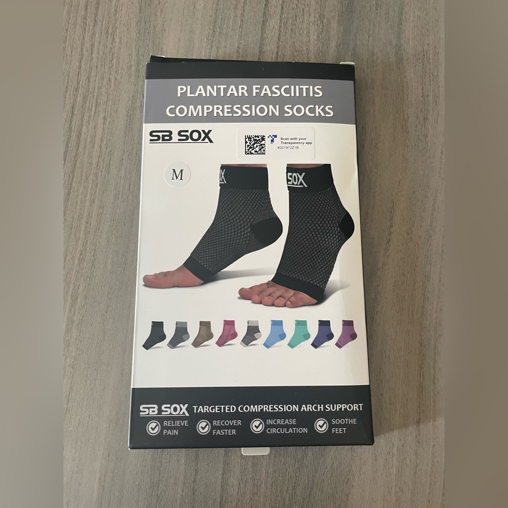 SB SOX Plantar Fasciitis Relief Socks – Medium, Black